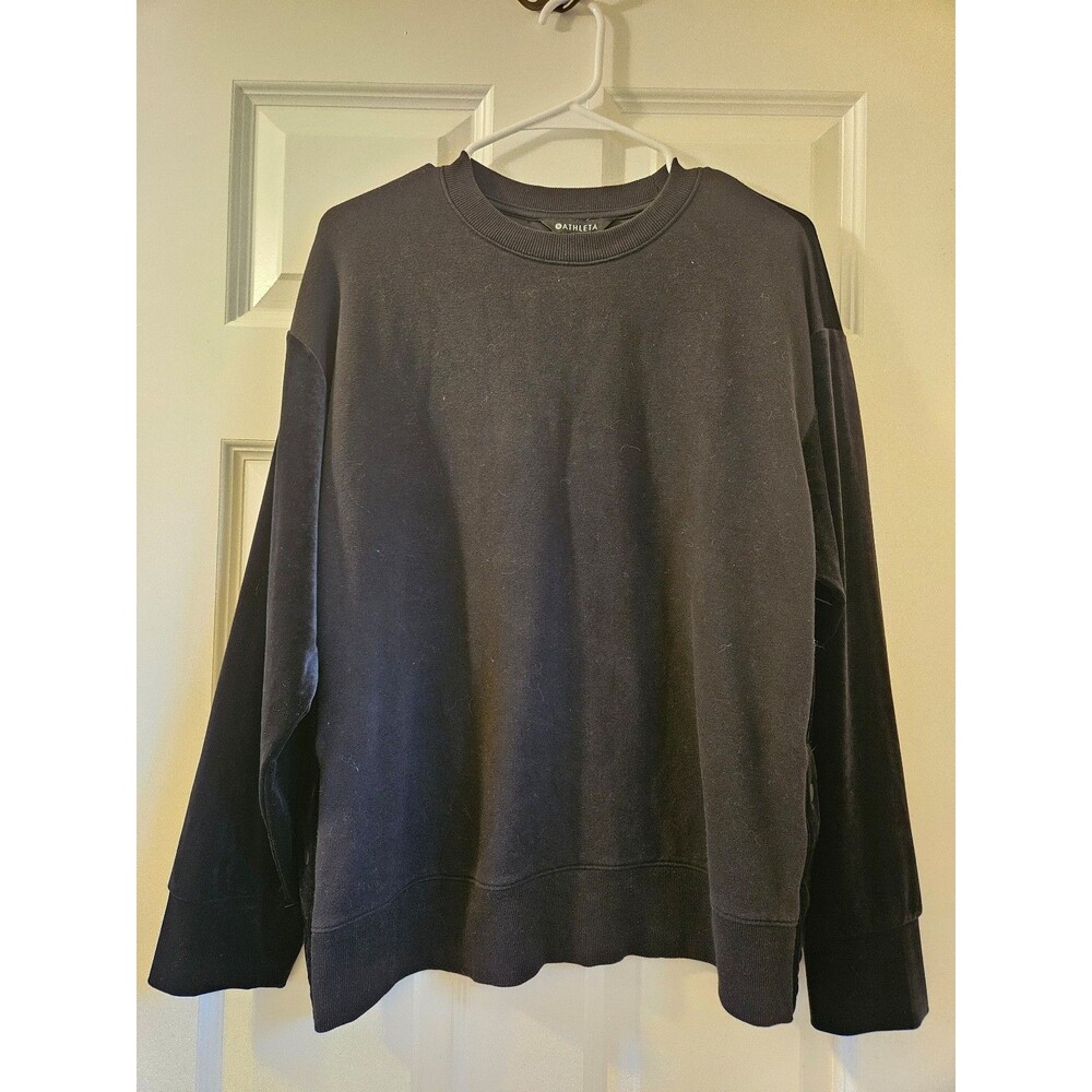 Athleta Black Velvet Retroplush Size Medium Sweater Crewneck Pullover Sweatshirt